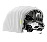 Abri de Voiture Semi-Automatique Pliable en Acier Inoxydable, Garage Mobile Extérieur L 5,5 × H 2,3 × W 2,5m, Carport Imperméable Anti-UV avec Verrou au Sol, Gris, pour Voitures SUV