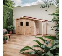 abri jardin bois bucher 3,48x1,87m 6.50m2 AVEC PLANCHER