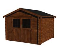 Abri jardin bois Valodeal - 8,88 m² - 2,98 x 2,98 x 2,39 m - Sapin traité 34 mm - Porte double