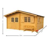 Abri emboîté - HABRITA - Avec toiture en plaques ondulées - 42 mm - 22,87 m²