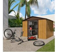 Abri métal aspect bois YARDMASTER 6,44 m2. + kit d'ancrage inclus