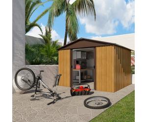 Abri métal aspect bois YARDMASTER 6,44 m2. + kit d'ancrage inclus