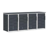 Abri Poubelle Extérieur pour 4 Bacs 240L en Acier Inoxydable | Design extensible, cordon d'ouverture automatique, panneaux ventilés, portes magnétiques, acier inoxydable durable