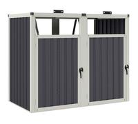 Outsunny Abri pour 2 poubelles 240L, Cache Poubelle extérieur, Portes avec poignées, couvercles relevables à 180°, Acier galvanisé, 146 x 81 x 122 cm, Gris foncé