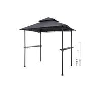 Abri Pour barbecue 243x150cm Avec Toit à 2 Niveaux en Acier à Revêtement de Poudre