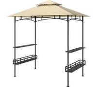 Abri pour barbecue - pavillon pour barbecue - barnum - 4 étagères - métal noir tissu beige Beige G