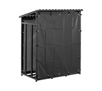 Abri pour bois de chauffage - avec bâche et toit - 600 kg - 137 x 90 x 171 cm - noir | hillvert