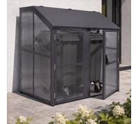 Abri pour conteneurs à déchets HWC-R20, abri pour conteneurs à déchets jusqu'à 1 100 l, Acier et Polycarbonate, 160 x 160 x 136 cm