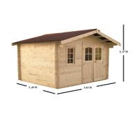 Abri emboîté - HABRITA - 42 mm - Avec toiture en plaques ondulées - 12,74 m²