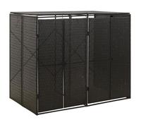 Abri pour poubelle double - ALOMEJOR - Noir - 140x80x117 cm - Résine tressée - Durable