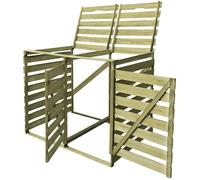 Abri pour poubelle double en bois - JILL - 240 L - Bois de pin imprégné - 142x92x120 cm - Résistant à la pourriture