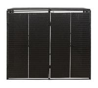 Abri pour poubelle double en résine tressée noire Zerodis 140x80x117 cm
