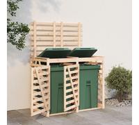 Abri pour poubelle double sur roulettes bois massif de pin vidaXL