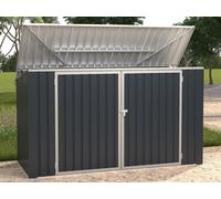 Abri pour poubelle triple en acier galvanisé gris anthracite - L237 x P101 x H131 cm - ILARIO