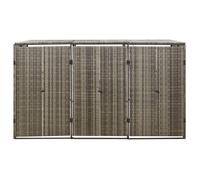 Abri pour poubelle triple en résine tressée - WIENS - 207x80x117 cm - Gris - Capacité pour 3 poubelles - Résine tressée