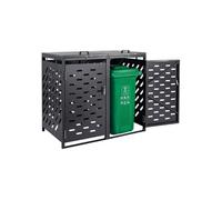 VEVOR Abri pour poubelles, 2 x 240 L, rangement pour poubelles horizontal, avec couvercle à chaîne, boîte de rangement à poubelles d'extérieur, étanche et verrouillable, pour jardin, cour et terrasse