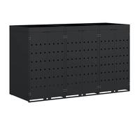 Abri pour poubelles en acier - vidaXL - Noir - 204x77,5x121,5 cm - Extensible - Ventilé - Toit de jardinière