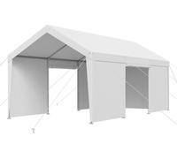 Abri pour voiture Carport Car Canopy 10 x 20 pieds, très résistant, avec parois latérales, blanc