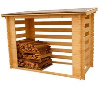 Abri Range-Bûches Fermé et Esthétique avec Structure Madriers Grand Volume de Bois, 4 Stères