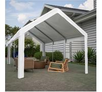 Abri voiture 3x6 m AESVAR avec double portes enroulables, structure acier renforcée, blanc
