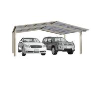 Abri voiture double en aluminium avec toit droit et couverture polycarbonate renforcée - PUNENTE