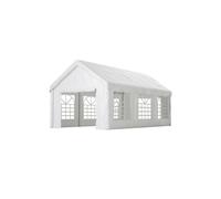 Abri voiture tente 3x6m blanc, double porte roulante, toile amovible, protection 4 saisons
