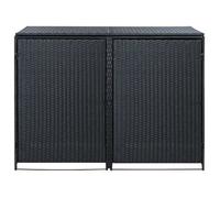 Abris pour poubelle - DUOKON - Résine tressée - Noir - 148x80x111 cm - Double portes