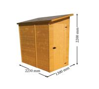 Habrita Abri mural ED 1220.02 Bois massif Rangement vélos/scooters Porte latérale 223x130x220 cm