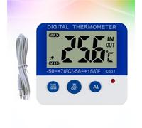ABS Thermomètre Numérique C601 Bleu pour Intérieur et Extérieur | Affichage de Température, Alarme Haute et Basse, Unité Réglable, Usage la Cuisine, Réfrigérateur et Congélateur