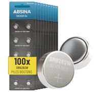 ABSINA 100x Pile SR626SW pour Montre 1,55V oxyde d'argent - Pile Bouton SR626SW étanches et Longue durée - 377 / SR66 / SR626 / 626 / AG4