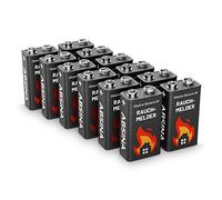 ABSINA 12x Pile 9V alcalines - Piles 9V Longue duree et étanches - Piles pour détecteurs d'incendie, monoxyde de Carbone