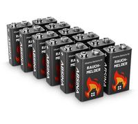 ABSINA 12x pile détecteur de fumée bloc 9V - Piles alcalines anti-fuite pour détecteur d'incendie, détecteur de mouvement & monoxyde de carbone