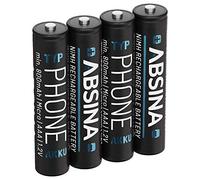 ABSINA 4X AAA Batterie Gigaset 800 mAh NiMH 1,2V - Piles pour téléphone Batteries, Pile pour Telephone Fixe sans Fil - Compatible avec A400 A415 AS405 A510 AS690 C430 C530HX E560 CL660HX