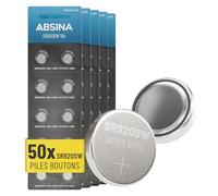ABSINA 50x Pile SR920SW pour Montre 1,55V oxyde d'argent - Pile 371 Montre étanche et Longue durée - Batterie SR920SW / LR921 / 371/370 / LR69 / AG6