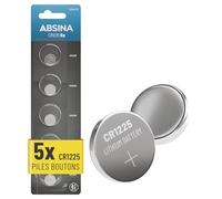 ABSINA 5X Pile CR1225 3V Lithium - CR 1225 sans Fuite et Longue durée de Vie - Lithium CR1225, Pile Bouton 3V