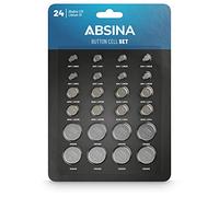 ABSINA Assortiment Pile Bouton Alcalines & Lithium - 1,5V & 3V étanches | Lot de 24 - 2x AG1 LR621, AG3 LR41, CR2016, CR2025 / 4x AG4 LR66, AG10 LR1130, AG13 LR44, CR2032