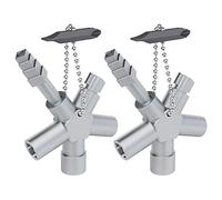 ABSINA Clé universelle multifonction à 6en1 2x - clé tricoise carré - cle passe partout - Cle universelle multifonction pour armoires et serrures standards, radiateur - passe partout