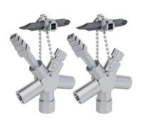 ABSINA Clé universelle multifonction à 7en1 2x - clé tricoise carré - cle passe partout - Cle universelle multifonction pour armoires et serrures standards, radiateur - passe partout