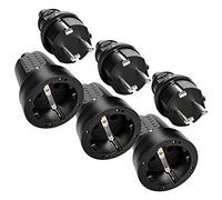 ABSINA Fiche mâle et prise femelle électrique en caoutchouc Jeu de fiches | Lot de 3: 3x Fiche mâle et 3x prise femelle avec protection anti courbures, noir 250V, 16A, IP20 usage intérieur electrique