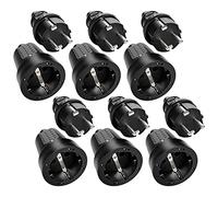 ABSINA Fiche mâle et prise femelle électrique en caoutchouc Jeu de fiches | Lot de 6: 6x Fiche mâle et 6x prise femelle avec protection anti courbures, noir 250V, 16A, IP20 usage intérieur electrique