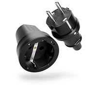 ABSINA Fiche mâle et prise femelle électrique en caoutchouc | Jeu de fiches mâle et femelle avec protection anti courbures, noir, 250V, 16A, IP20 usage intérieur - Fiche electrique