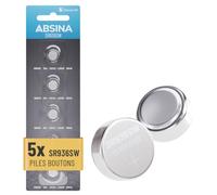 ABSINA Lot de 5 Piles Bouton SR936SW 1,55 V oxyde d’Argent 394 | Pile de montre 394 anti-fuite longue durée - Pour montres-bracelets et plus