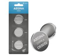 ABSINA Pile Bouton CR3032 Lithium 3 V - Batterie CR 3032 | Lot de 3 piles bouton CR 3032 anti-fuite longue durée - Pour capteur, appareil de mesure et plus
