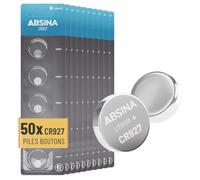 ABSINA Pile Bouton CR927 Lithium 3 V - Batterie CR 927 | Lot de 50 piles CR 927 3 V anti-fuite longue durée - Pour montres, lampes LED et plus