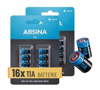 ABSINA Pile L1016F 6 V 11A alcaline - Batteries V11A | Lot de 16 piles MN11 6 V anti-fuite longue durée - Pour télécommande et plus