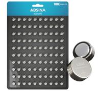 ABSINA Pile LR41 AG3-1,5V Alcaline étanche avec Longue durée | Lot de 100 - LR736 / L736 / G3 / G3A / 3GA / 192 / GP192 / V3GA / RW87 - Piles LR41, pile bouton, pour thermometre, LR 41