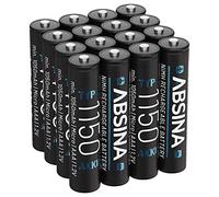 ABSINA Pile Rechargeable AAA 1150 NiMH | Lot de 16 - Piles AAA rechargeables 1,2V & min. 1050 mAh pour appareils à haute consommation Accu idéales téléphone DECT