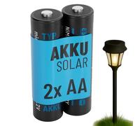 ABSINA Pile Solaire Rechargeable AA 800mAh 1.2V NiMH | Lot de 2 - Pile pour lampe solaire - rechargeable AA à faible décharge - Piles rechargeables, batteries solaires