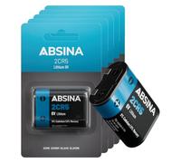 ABSINA Piles 2CR5 Lithium 6 V - Batterie 2 CR 5 | Lot de 5 piles 2CR5 lithium 6 V anti-fuite longue durée - Pour caméra, flash et plus