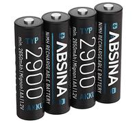 Absina Piles rechargeables LR6 (AA) NiMH 1,2 V 2900 mAh (min. 2650 mAh) 4 pièces